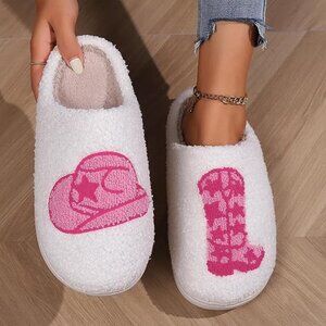 Pink Western Slippers Cowboy Hat & Boot